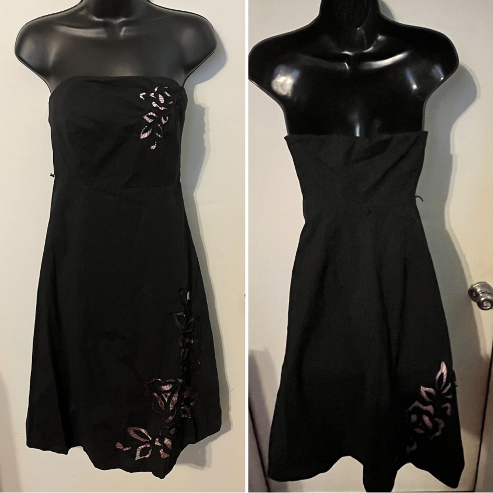 Express Stretch Black Strapless Dress. Pink Underlay Sz 4